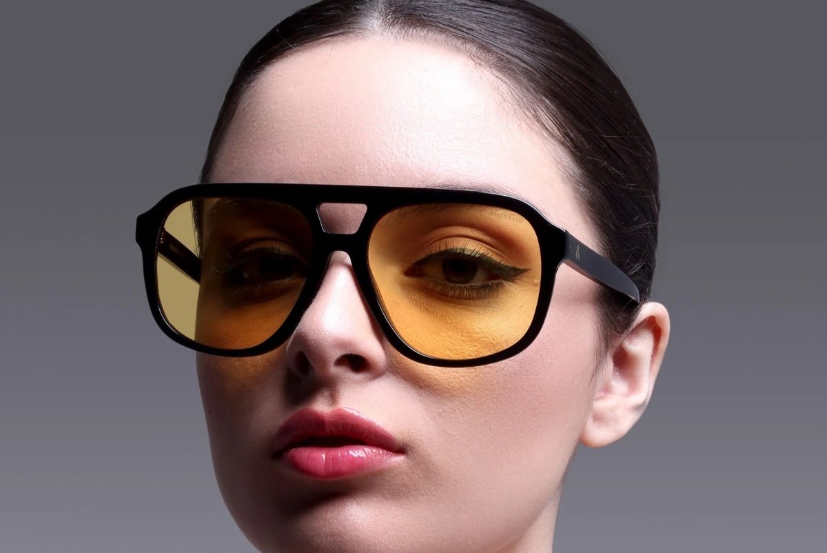 Augussto Caesar Noir ⁄ Honey | Black - Gold Square Sunglasses - Augussto
