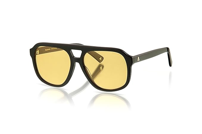 Augussto Caesar Noir ⁄ Honey | Black - Gold Square Sunglasses - Augussto