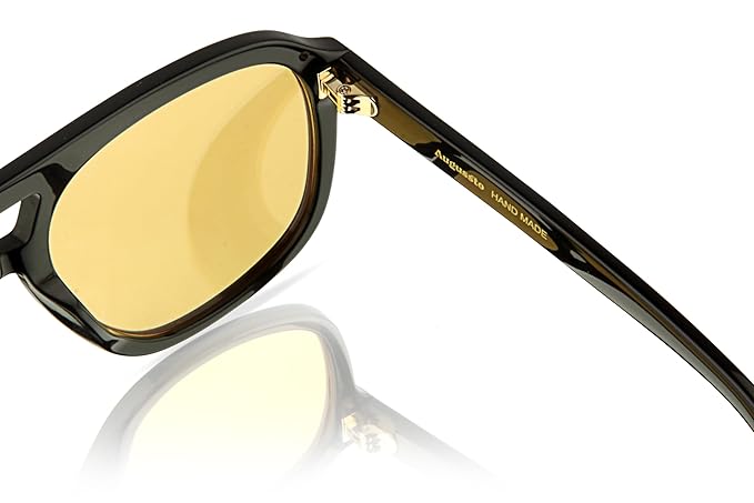 Augussto Caesar Noir ⁄ Honey | Black - Gold Square Sunglasses - Augussto