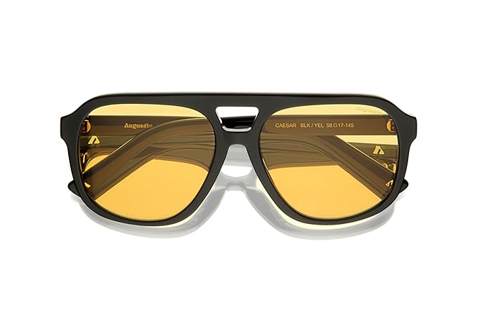 Augussto Caesar Noir ⁄ Honey | Black - Gold Square Sunglasses - Augussto