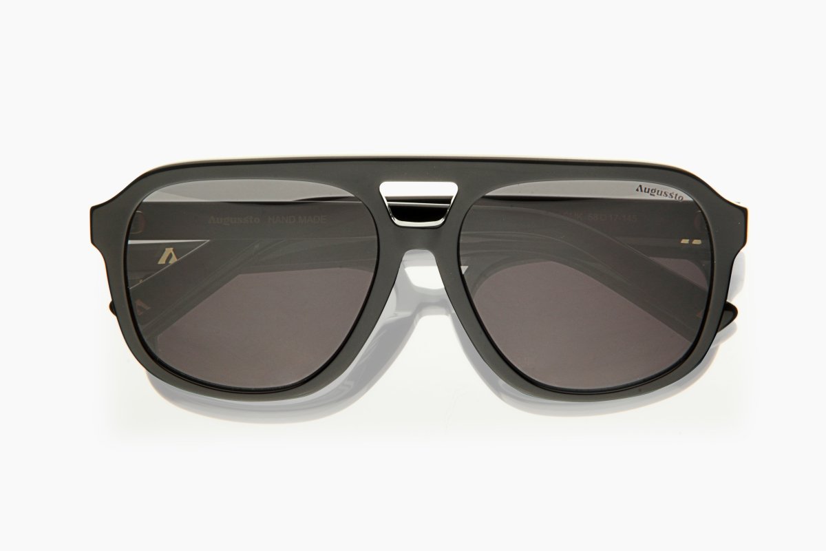 Augussto Caesar Obsidian ⁄ Graphite | Black Square Sunglasses - Augussto