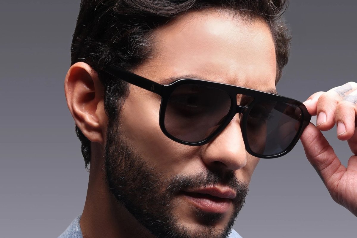 Augussto Caesar Obsidian ⁄ Graphite | Black Square Sunglasses - Augussto