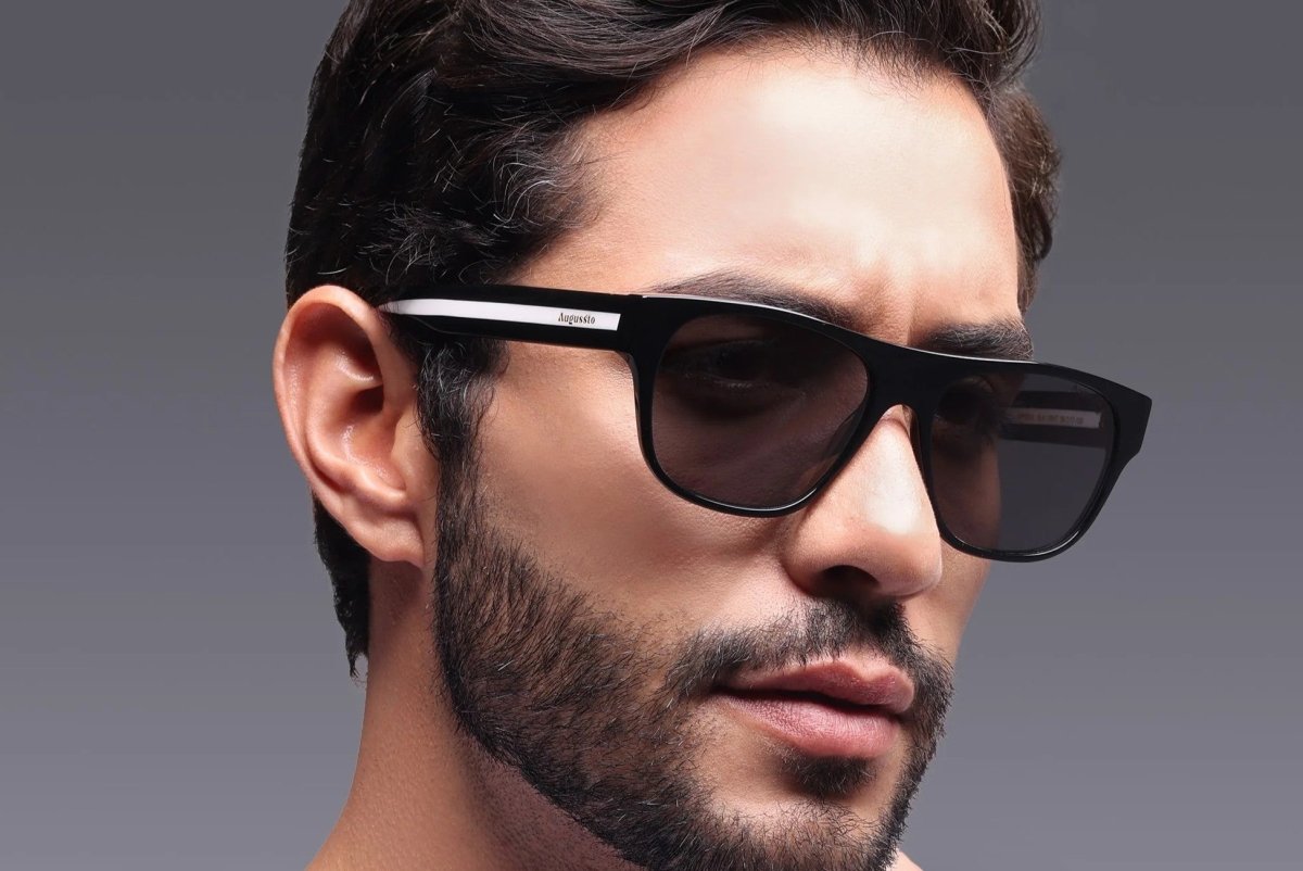 Augussto Imperia Raven ⁄ Ivory | Italian - Acetate Square Sunglasses - Augussto