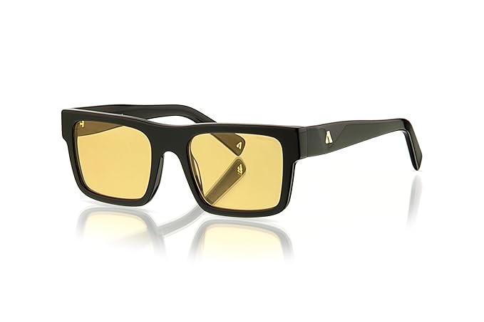 Augussto Majeste Noirc / Amber | Black Rectangle Sunglasses - Augussto