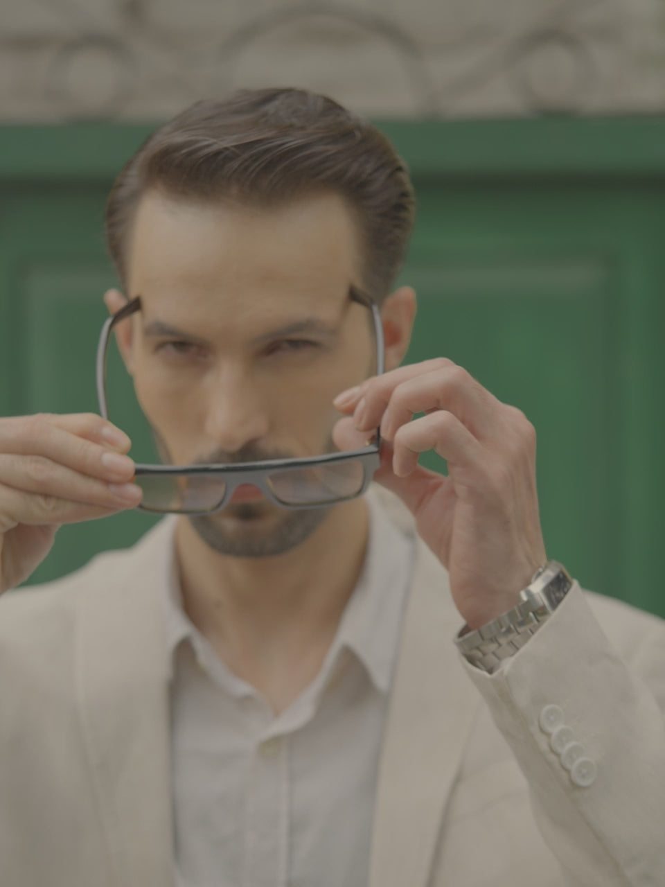 Augussto Majeste Noirc-Amber | Black Rectangle Sunglasses