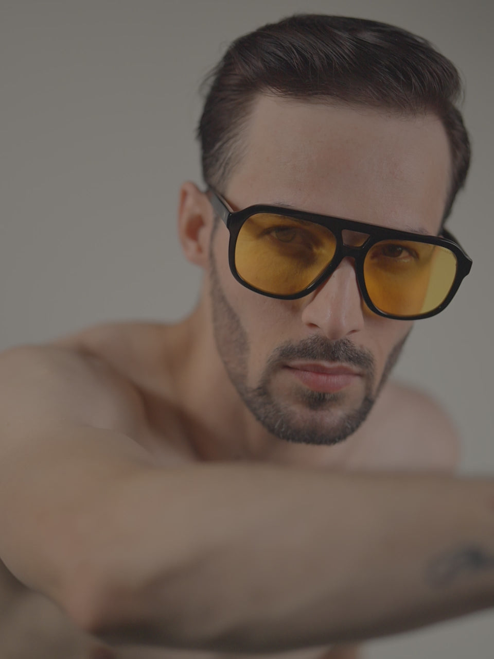 Augussto Caesar Noir-Honey | Black-Gold Square Sunglasses